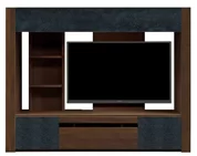 テレビボード（壁掛けパネルセット）、収納付きテレビボード（ハイタイプテレビ台）(幅200cm・オークダーク)