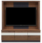 テレビボード（壁掛けパネルセット）、収納付きテレビボード(幅140cm・ウォールナット)
