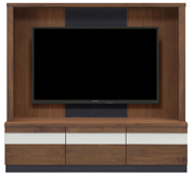 テレビボード（壁掛けパネルセット）、収納付きテレビボード(幅160cm・ウォールナット)