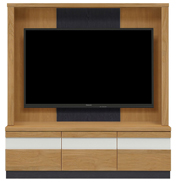 テレビボード（壁掛けパネルセット）、収納付きテレビボード(幅140cm・オークナチュラル)