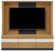 テレビボード（壁掛けパネルセット）、収納付きテレビボード(幅160cm・オークナチュラル)