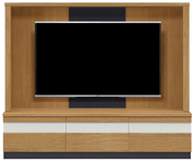 テレビボード（壁掛けパネルセット）、収納付きテレビボード(幅180cm・オークナチュラル)