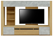 テレビボード（壁掛けパネルセット）、収納付きテレビボード(幅230cm・オークナチュラル)