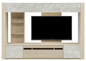テレビボード（壁掛けパネルセット）、収納付きテレビボード(幅230cm・ホワイトオーク)