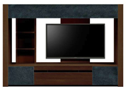 テレビボード（壁掛けパネルセット）、収納付きテレビボード(幅230cm・オークダーク)