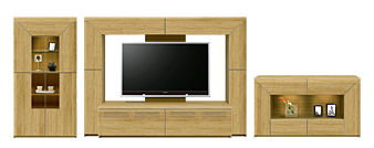 幅230cmのホワイトオークTVボードとサイドボード、キャビネットのセット