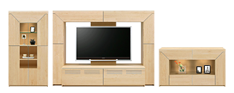 幅230cmのメープルTVボードとサイドボード、キャビネットのセット