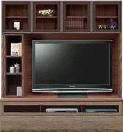 壁面収納型テレビボード（ハイタイプテレビ台）(幅168cm・ウォールナット)