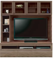 壁面収納型テレビボード（ハイタイプテレビ台）(幅168cm/ウォールナット)