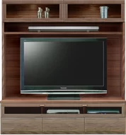 壁面収納型テレビボード（ハイタイプテレビ台）(幅168cm・ウォールナット)