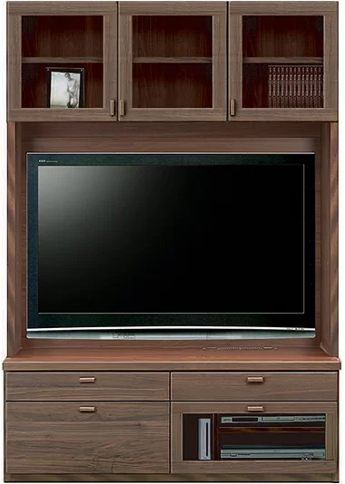 テレビボード（壁掛けパネルセット）、壁面収納型テレビボード（ハイタイプテレビ台）(幅126cm/ウォールナット)