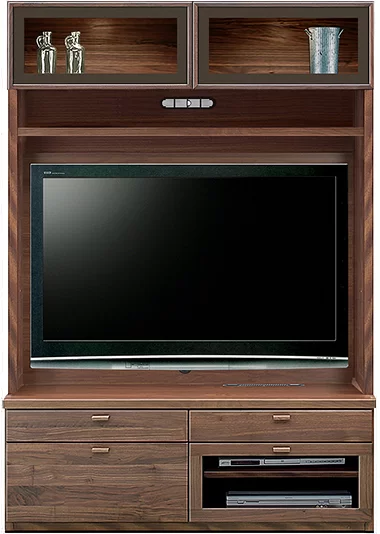 テレビボード（壁掛けパネルセット）、壁面収納型テレビボード（ハイタイプテレビ台）(幅126cm/ウォールナット)