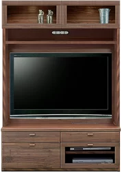 テレビボード（壁掛けパネルセット）、壁面収納型テレビボード（ハイタイプテレビ台）(幅126cm・ウォールナット)