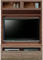 テレビボード（壁掛けパネルセット）、壁面収納型テレビボード（ハイタイプテレビ台）(幅126cm・ウォールナット)