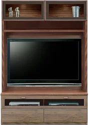 テレビボード（壁掛けパネルセット）、壁面収納型テレビボード（ハイタイプテレビ台）(幅126cm・ウォールナット)