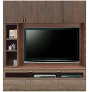 テレビボード（壁掛けパネルセット）、壁面収納型テレビボード（ハイタイプテレビ台）(幅168cm・ウォールナット)