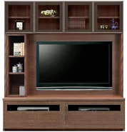 テレビボード（壁掛けパネルセット）、壁面収納型テレビボード（ハイタイプテレビ台）(幅168cm・ウォールナット)