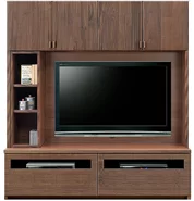 テレビボード（壁掛けパネルセット）、壁面収納型テレビボード（ハイタイプテレビ台）(幅168cm・ウォールナット)