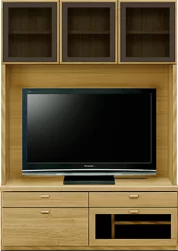 壁面収納型テレビボード（ハイタイプテレビ台）(幅126cm・オークナチュラル)