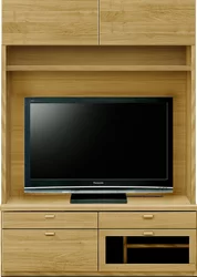 壁面収納型テレビボード（ハイタイプテレビ台）(幅126cm/オークナチュラル)