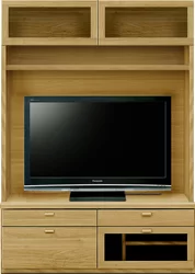 壁面収納型テレビボード（ハイタイプテレビ台）(幅126cm・オークナチュラル)