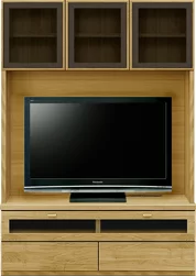 壁面収納型テレビボード（ハイタイプテレビ台）(幅126cm・オークナチュラル)