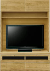 壁面収納型テレビボード（ハイタイプテレビ台）(幅126cm/オークナチュラル)