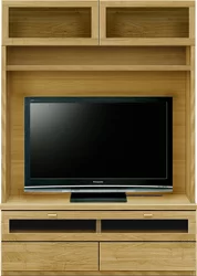 壁面収納型テレビボード（ハイタイプテレビ台）(幅126cm・オークナチュラル)