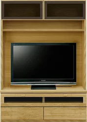 壁面収納型テレビボード（ハイタイプテレビ台）(幅126cm/オークナチュラル)