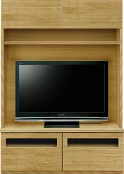 壁面収納型テレビボード（ハイタイプテレビ台）(幅126cm/オークナチュラル)