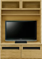 壁面収納型テレビボード（ハイタイプテレビ台）(幅126cm・オークナチュラル)