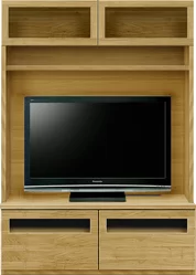 壁面収納型テレビボード（ハイタイプテレビ台）(幅126cm/オークナチュラル)