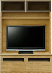 壁面収納型テレビボード（ハイタイプテレビ台）(幅126cm・オークナチュラル)