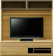 壁面収納型テレビボード（ハイタイプテレビ台）(幅168cm・オークナチュラル)