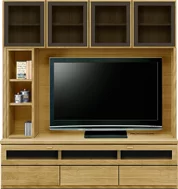 壁面収納型テレビボード（ハイタイプテレビ台）(幅168cm/オークナチュラル)
