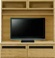 壁面収納型テレビボード（ハイタイプテレビ台）(幅168cm・オークナチュラル)