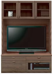 壁面収納型テレビボード（ハイタイプテレビ台）(幅126cm・ウォールナット)