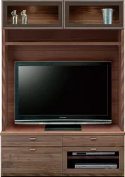 壁面収納型テレビボード（ハイタイプテレビ台）(幅126cm・ウォールナット)