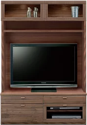 壁面収納型テレビボード（ハイタイプテレビ台）(幅126cm/ウォールナット)