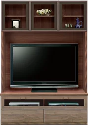 壁面収納型テレビボード（ハイタイプテレビ台）(幅126cm・ウォールナット)