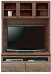 壁面収納型テレビボード（ハイタイプテレビ台）(幅126cm・ウォールナット)