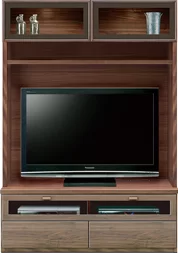 壁面収納型テレビボード（ハイタイプテレビ台）(幅126cm/ウォールナット)