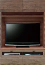 壁面収納型テレビボード（ハイタイプテレビ台）(幅126cm/ウォールナット)