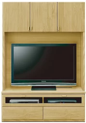 壁面収納型テレビボード（ハイタイプテレビ台）(幅126cm/オークナチュラル)