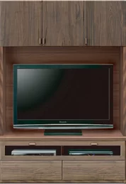 壁面収納型テレビボード（ハイタイプテレビ台）(幅126cm・ウォールナット)