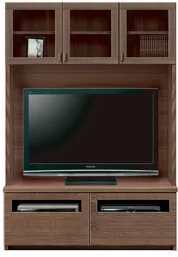 壁面収納型テレビボード（ハイタイプテレビ台）(幅126cm・ウォールナット)