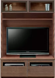 壁面収納型テレビボード（ハイタイプテレビ台）(幅126cm・ウォールナット)