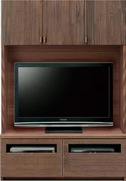 壁面収納型テレビボード（ハイタイプテレビ台）(幅126cm・ウォールナット)