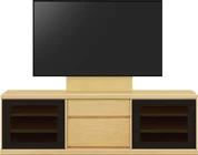 テレビボード（ローボード）、テレビボード（壁掛けパネルセット）(幅160cm・メイプル)