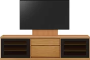 テレビボード（ローボード）、テレビボード（壁掛けパネルセット）(幅190cm/ブラックチェリー)